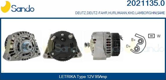 Sando 2021135.0 - Генератор autospares.lv