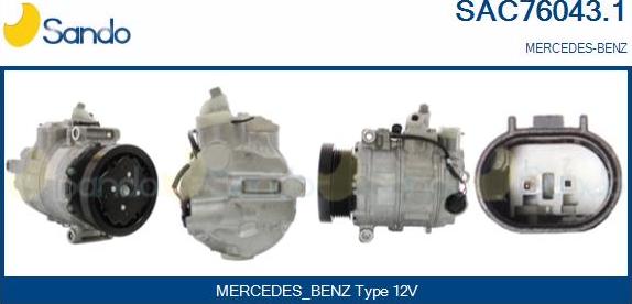 Sando SAC76043.1 - Компрессор кондиционера autospares.lv