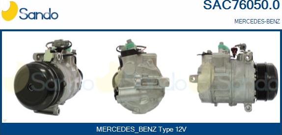 Sando SAC76050.0 - Компрессор кондиционера autospares.lv