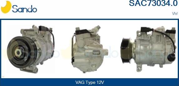 Sando SAC73034.0 - Компрессор кондиционера autospares.lv