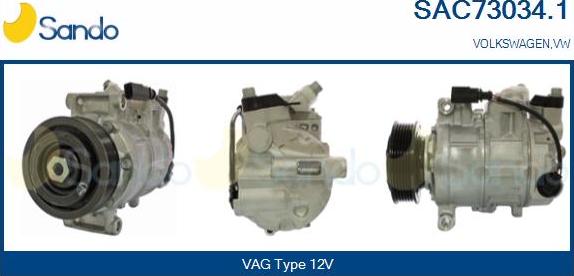 Sando SAC73034.1 - Компрессор кондиционера autospares.lv