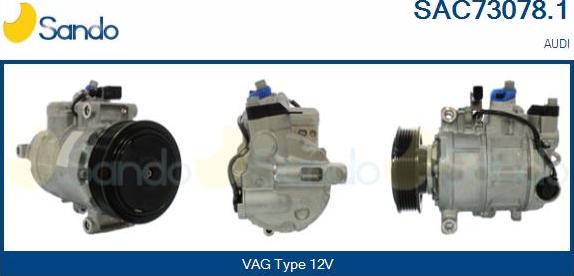 Sando SAC73078.1 - Компрессор кондиционера autospares.lv