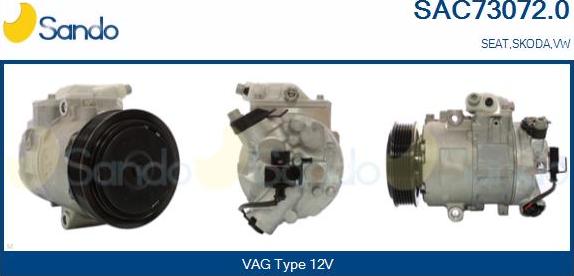 Sando SAC73072.0 - Компрессор кондиционера autospares.lv