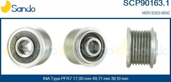 Sando SCP90163.1 - Шкив генератора, муфта autospares.lv