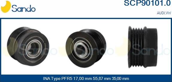 Sando SCP90101.0 - Шкив генератора, муфта autospares.lv