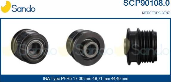 Sando SCP90108.0 - Шкив генератора, муфта autospares.lv