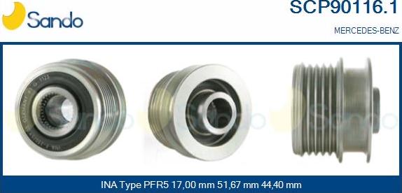 Sando SCP90116.1 - Шкив генератора, муфта autospares.lv