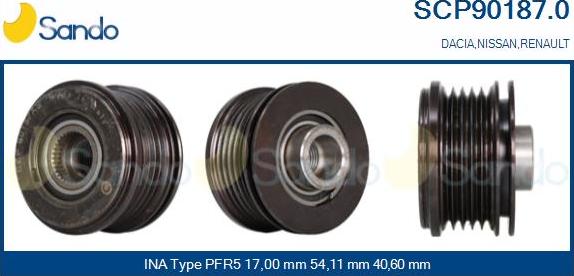 Sando SCP90187.0 - Шкив генератора, муфта autospares.lv