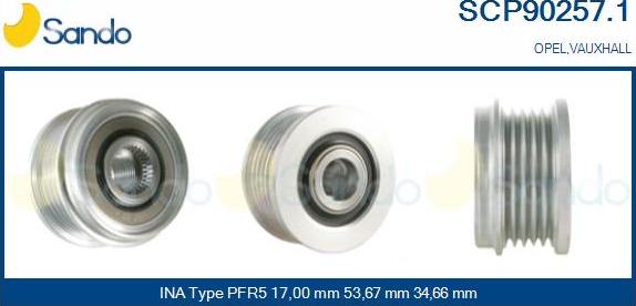 Sando SCP90257.1 - Шкив генератора, муфта autospares.lv