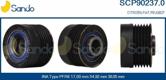 Sando SCP90237.0 - Шкив генератора, муфта autospares.lv