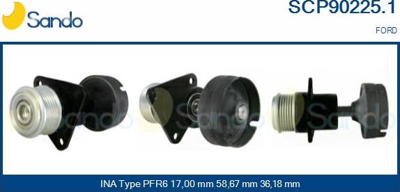 Sando SCP90225.1 - Шкив генератора, муфта autospares.lv