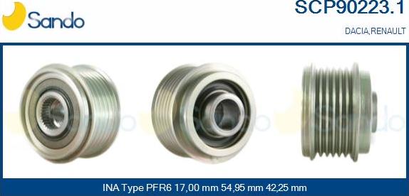 Sando SCP90223.1 - Шкив генератора, муфта autospares.lv