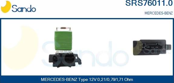 Sando SRS76011.0 - Сопротивление, реле, вентилятор салона autospares.lv