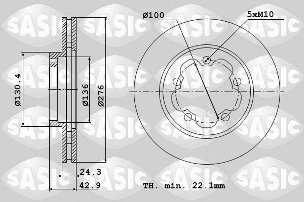 Sasic 9004909J - Тормозной диск autospares.lv