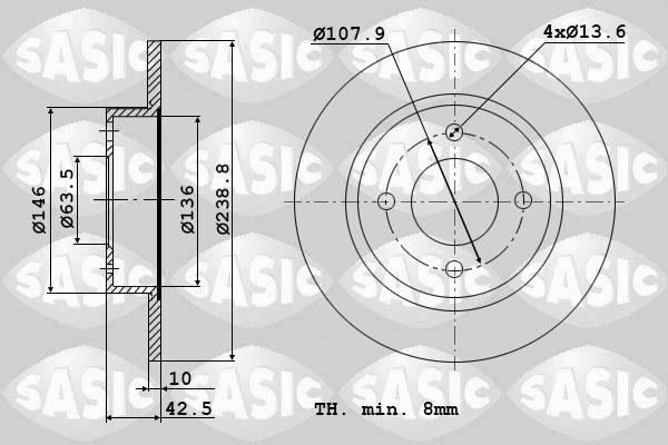 Sasic 9004400J - Тормозной диск autospares.lv