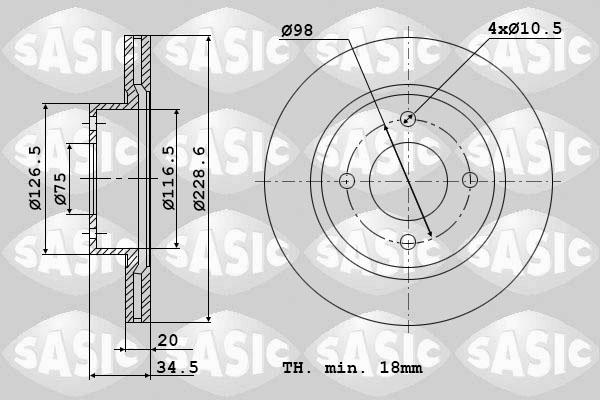 Sasic 9004412J - Тормозной диск autospares.lv