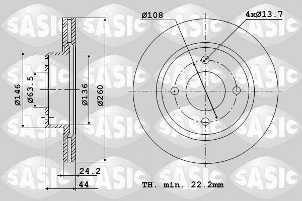 Sasic 9004808J - Тормозной диск autospares.lv