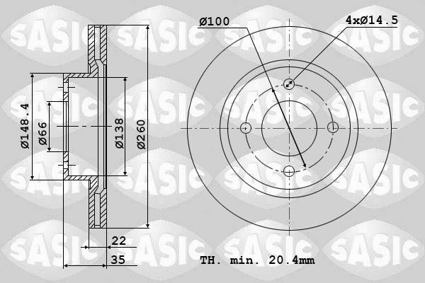 Sasic 9004372J - Тормозной диск autospares.lv