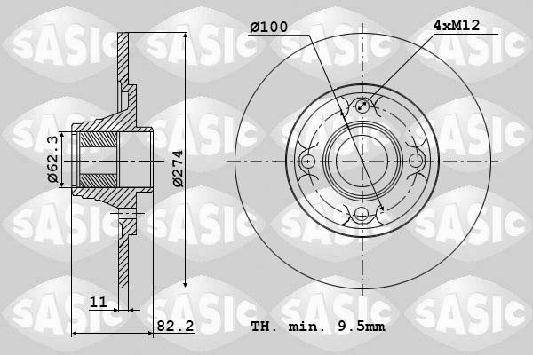 Sasic 6104013 - Тормозной диск autospares.lv