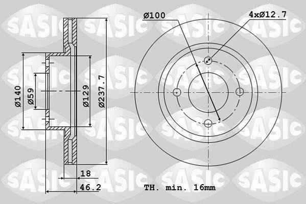 Sasic 6106042 - Тормозной диск autospares.lv