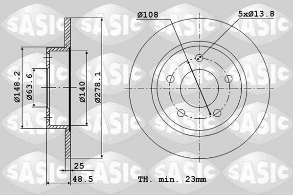 Sasic 6106010 - Тормозной диск autospares.lv