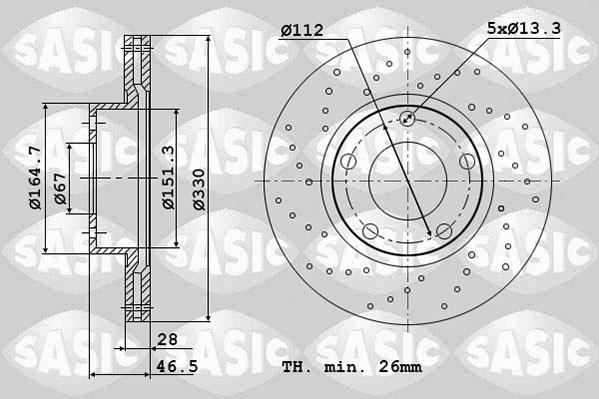 Sasic 6106105 - Тормозной диск autospares.lv
