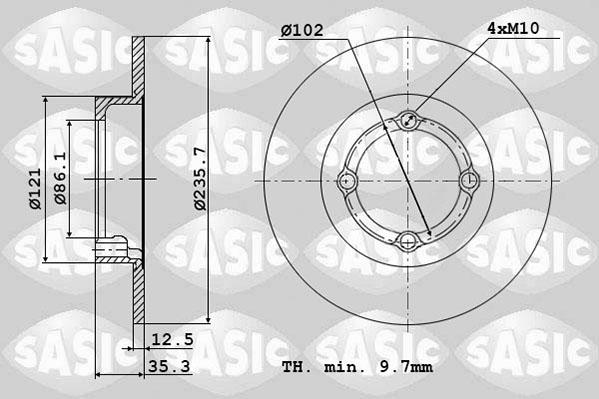 Sasic 6106111 - Тормозной диск autospares.lv