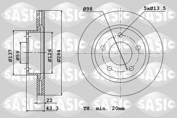 Sasic 6106342 - Тормозной диск autospares.lv