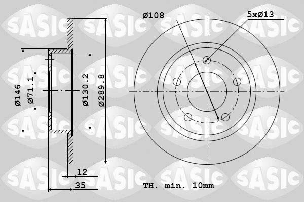 Sasic 6100001 - Тормозной диск autospares.lv