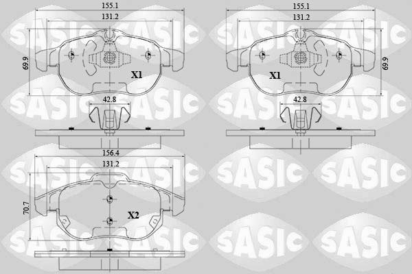 Sasic 6216095 - Тормозные колодки, дисковые, комплект autospares.lv