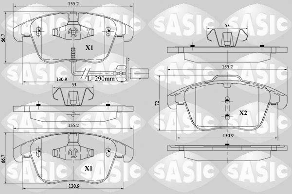 Sasic 6216092 - Тормозные колодки, дисковые, комплект autospares.lv