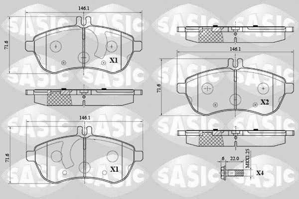 Sasic 6216070 - Тормозные колодки, дисковые, комплект autospares.lv