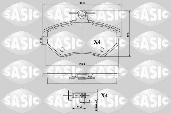 Sasic 6216101 - Тормозные колодки, дисковые, комплект autospares.lv