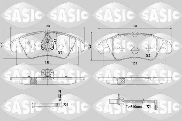 Sasic 6216103 - Тормозные колодки, дисковые, комплект autospares.lv