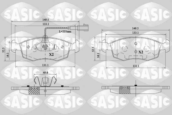 Sasic 6216171 - Тормозные колодки, дисковые, комплект autospares.lv