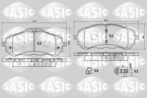 Sasic 6210051 - Тормозные колодки, дисковые, комплект autospares.lv