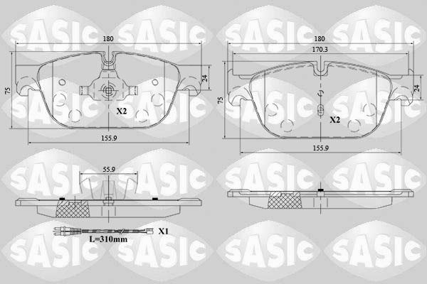 Sasic 6210085 - Тормозные колодки, дисковые, комплект autospares.lv