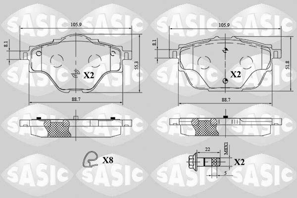 Sasic 6210079 - Тормозные колодки, дисковые, комплект autospares.lv