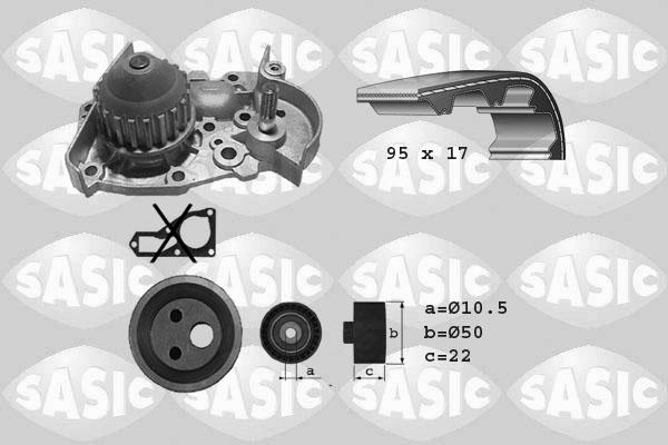 Sasic 3904002 - Водяной насос + комплект зубчатого ремня ГРМ autospares.lv