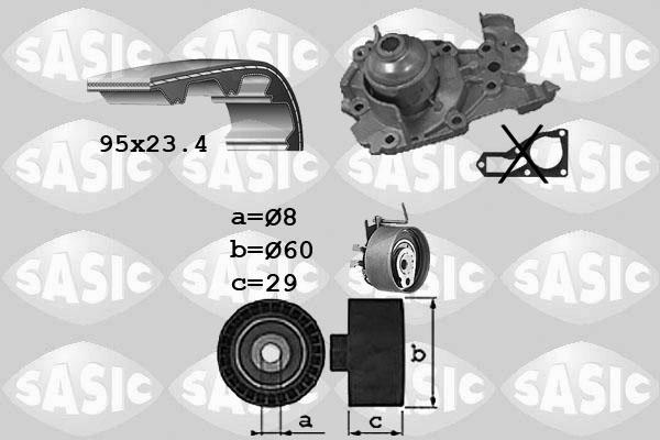 Sasic 3904010 - Водяной насос + комплект зубчатого ремня ГРМ autospares.lv