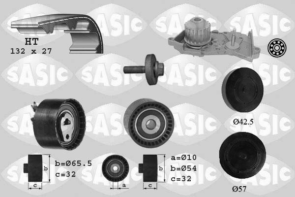 Sasic 3904035 - Водяной насос + комплект зубчатого ремня ГРМ autospares.lv