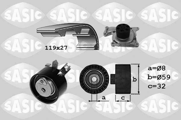 Sasic 3904038 - Водяной насос + комплект зубчатого ремня ГРМ autospares.lv