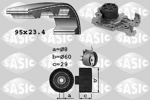 Sasic 3904029 - Водяной насос + комплект зубчатого ремня ГРМ autospares.lv