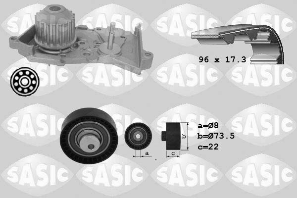 Sasic 3904026 - Водяной насос + комплект зубчатого ремня ГРМ autospares.lv