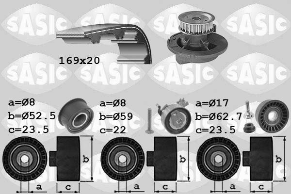 Sasic 3906099 - Водяной насос + комплект зубчатого ремня ГРМ autospares.lv