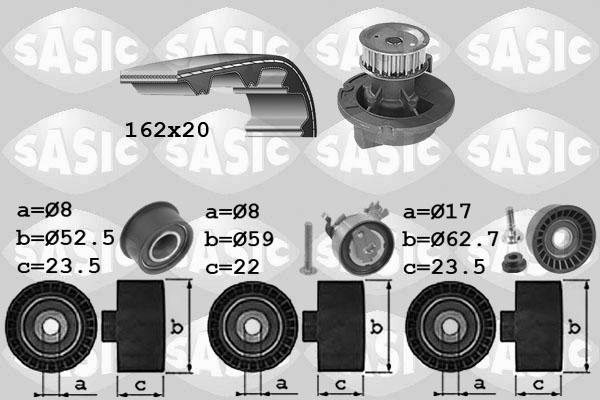 Sasic 3906095 - Водяной насос + комплект зубчатого ремня ГРМ autospares.lv