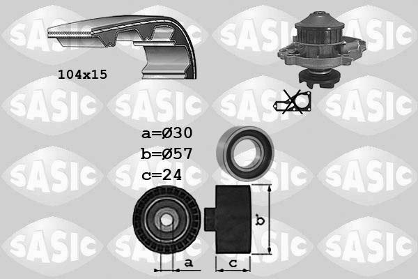 Sasic 3906098 - Водяной насос + комплект зубчатого ремня ГРМ autospares.lv