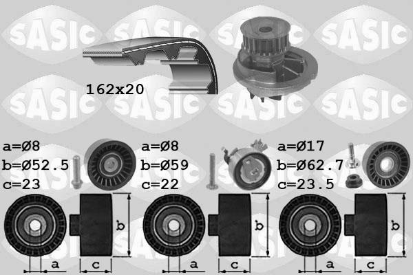 Sasic 3906092 - Водяной насос + комплект зубчатого ремня ГРМ autospares.lv