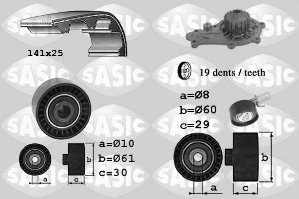 Sasic 3906097 - Водяной насос + комплект зубчатого ремня ГРМ autospares.lv