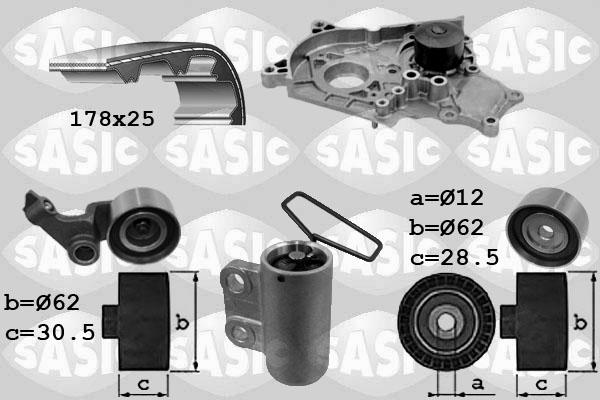 Sasic 3906040 - Водяной насос + комплект зубчатого ремня ГРМ autospares.lv